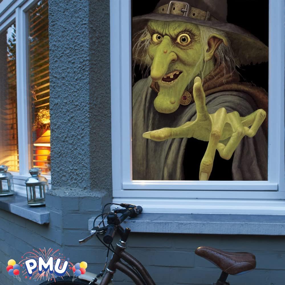 PMU Halloween Window Poster  - Perfect Halloween Painting Posters for Room & Wall Art - Scary Party Theme Supplies - Backlit Poster