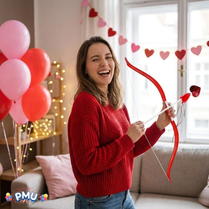 PMU Valentine’s Day Cupid Bow and Arrow - Arrow Bow Set for Valentines Day Events & Parties - Perfect for Photographic Posing for Any Event - Best Valentine Gift - Red