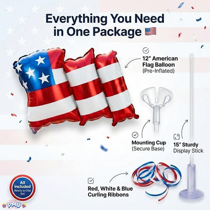 PMU 9 inch Pre-Inflated Emoji and Patriotic Balloons with Stick