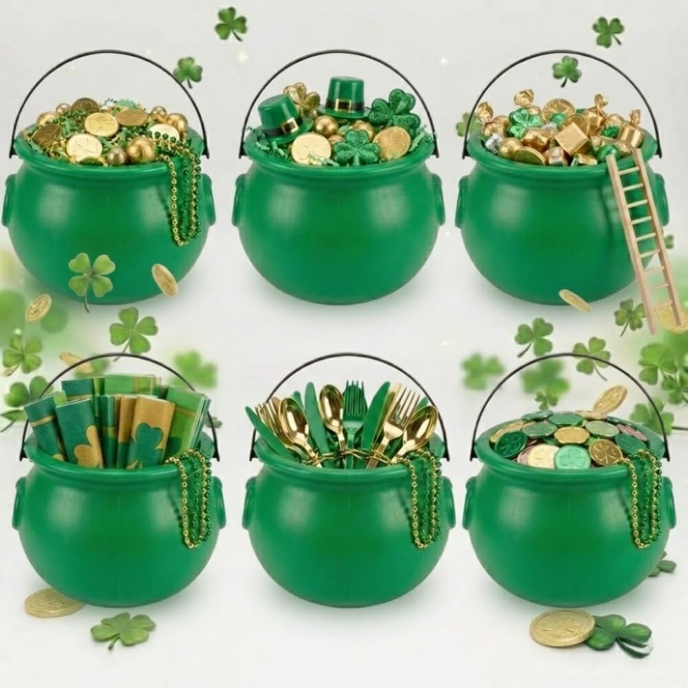 PMU St. Patrick's Day Pot of Plastic Cauldron For St. Patrick's Day Leprechaun & Mardi Gras Party Decoration Supply Accessory