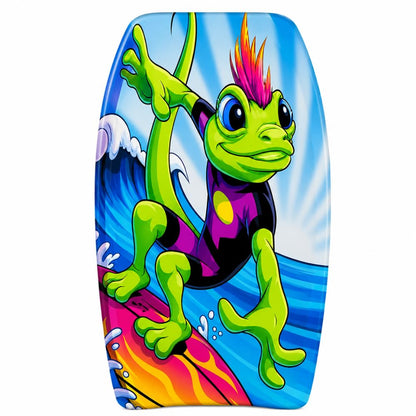 PMU 33 Inch Printed Bodyboard - Lightweight Wrist Leash Slick Bottom Boogie Board for Beach, Sea & Pool - Surfing Board for Kids, Teens & Adults Wave Conditions Pkg/1