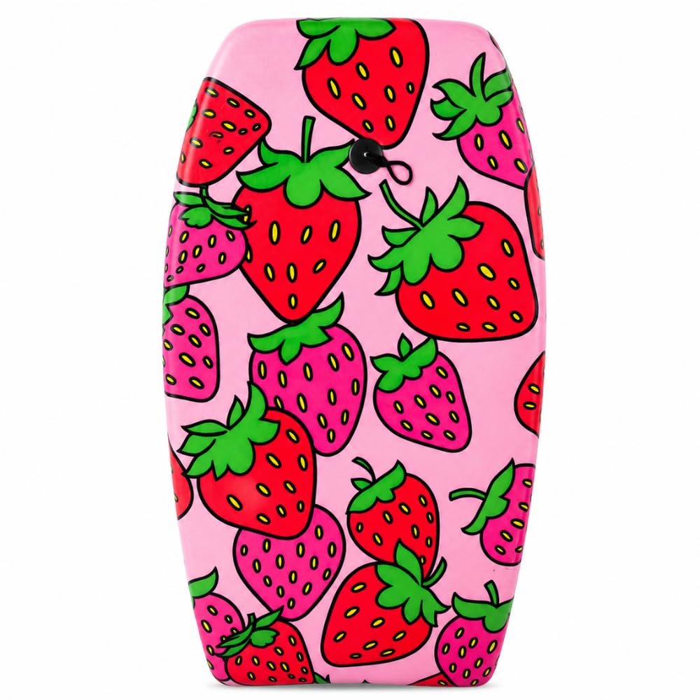 PMU 33 Inch Printed Bodyboard - Lightweight Wrist Leash Slick Bottom Boogie Board for Beach, Sea & Pool - Surfing Board for Kids, Teens & Adults Wave Conditions Pkg/1