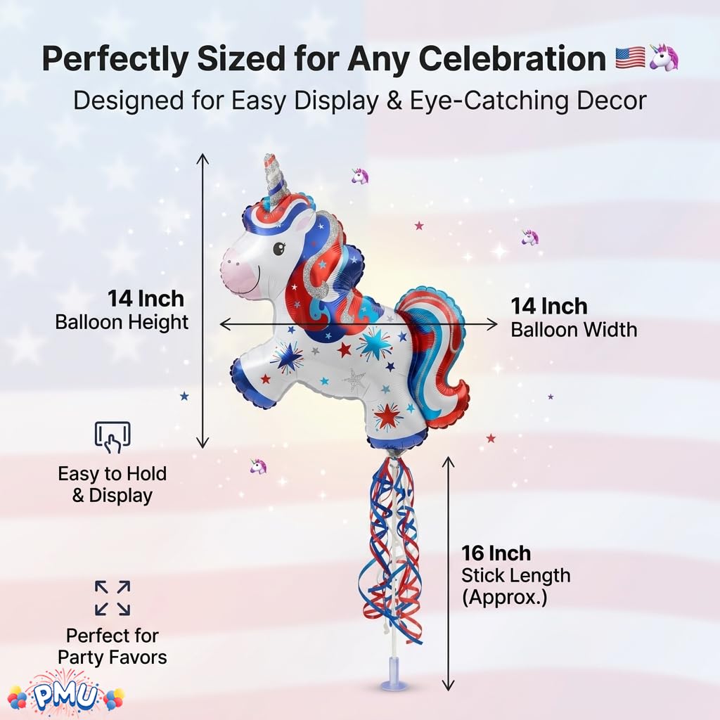 PMU 9 inch Pre-Inflated Emoji and Patriotic Balloons with Stick