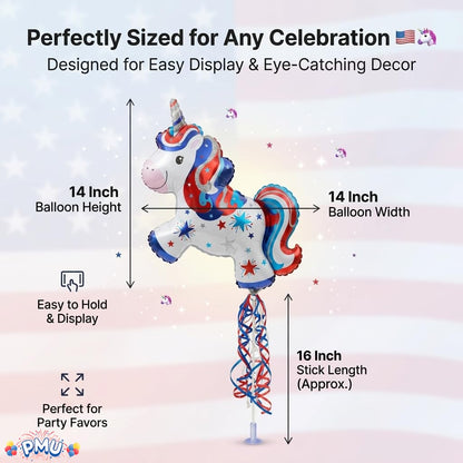 PMU 9 inch Pre-Inflated Emoji and Patriotic Balloons with Stick
