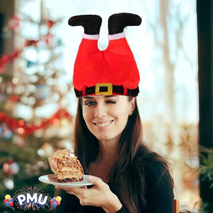 PMU Funny Christmas Hat, Santa's Santa Pants Down The Chimney Hat for Crazy Xmas Party Dress Up Celebrations, Accessories