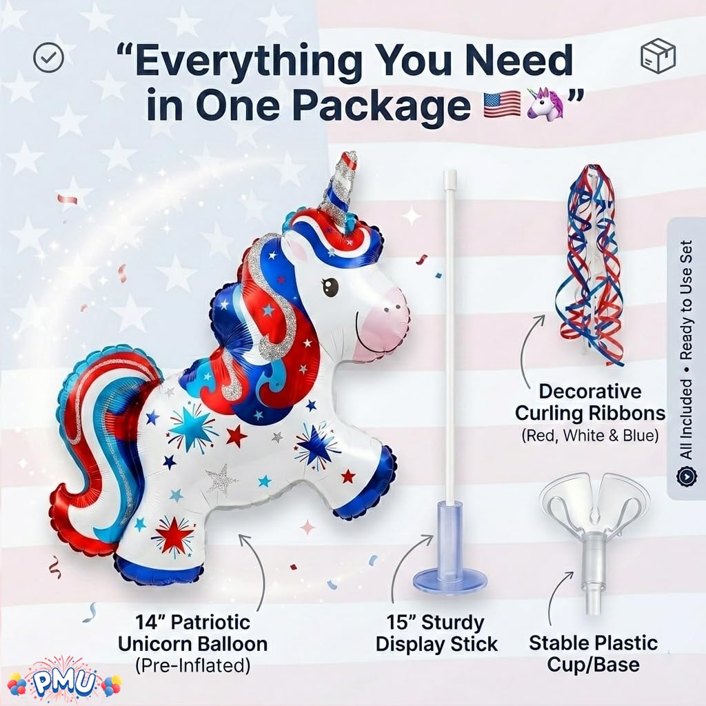 PMU 9 inch Pre-Inflated Emoji and Patriotic Balloons with Stick