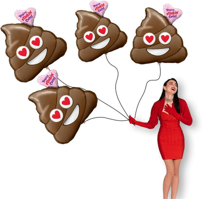 PMU 4 Pieces 31 Inches Valentine's Day Balloons,Huge Poop Balloons, Love Balloons for Special Events, You're Stinkin Cute Balloon Photo Props Party Decoration and Accessories (4/Pkg)