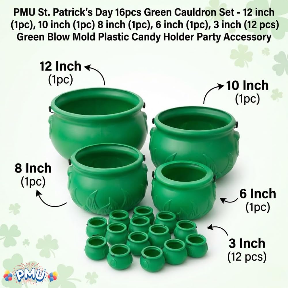 PMU St. Patrick's Day Pot of Cauldrons For St. Patrick's Day Leprechaun & Mardi Gras Party Decoration Supply Accessory