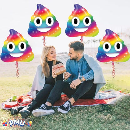 PMU 4 Pieces 30 Inches Valentine's Day Balloons, RainBow Huge Poop Balloons,Love Balloons For Special Events, Photo Props Party Decoration and Accessories (4/Pkg)
