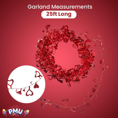 PMU Valentines Heart Garland, Heart Shape Wire Garland, Valentine's Day Garland, Garland Valentines Day Decorations, Heart Shape Valentines Day Decor, Valentines Garland, Heart Garland (25ft.)