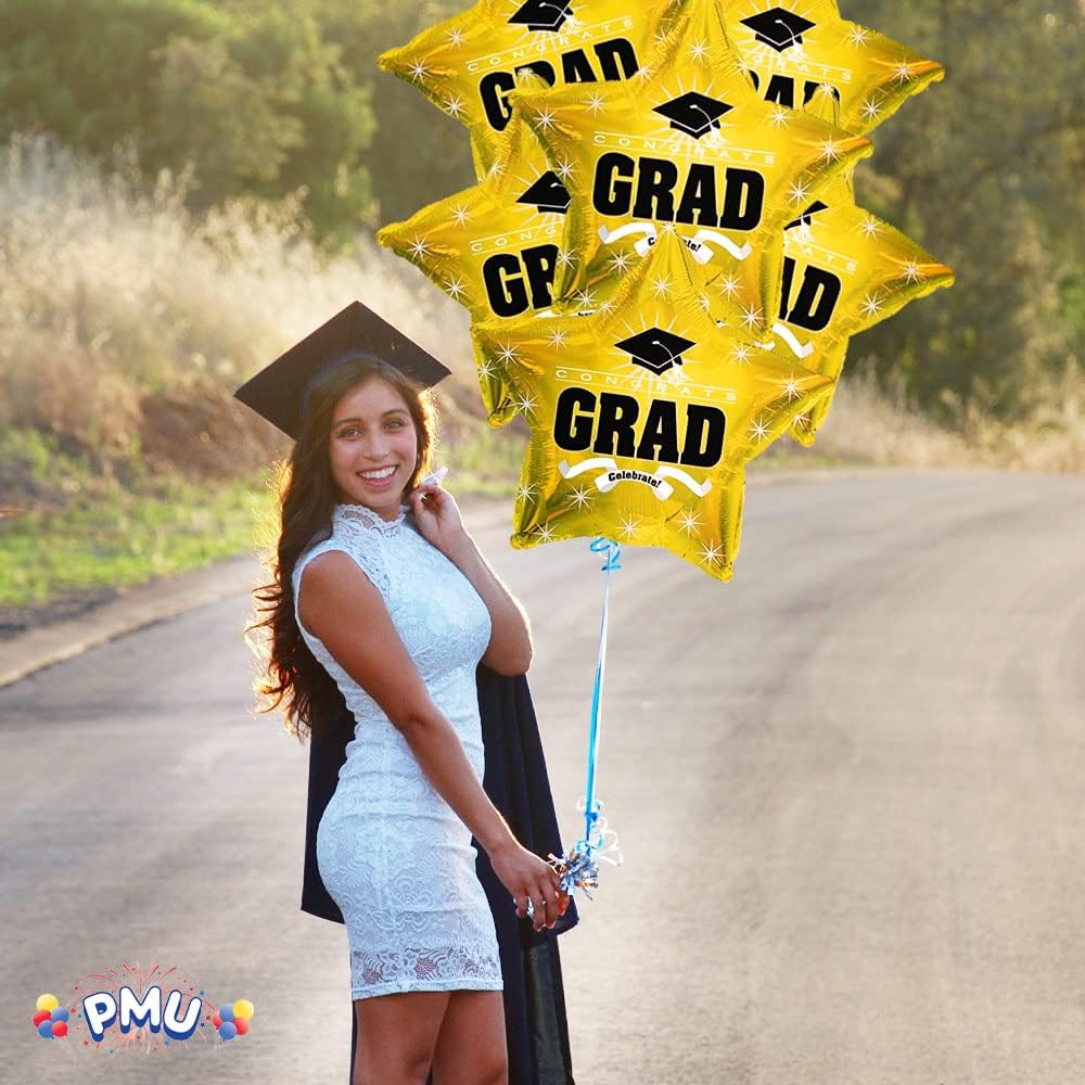 PMU Congrats Grad Cap Balloon, Star 18in Mylar | Graduation Decoration Mylar Balloons | Celebrate Success with Vibrant Graduation Balloons | Balloon Graduation Décor