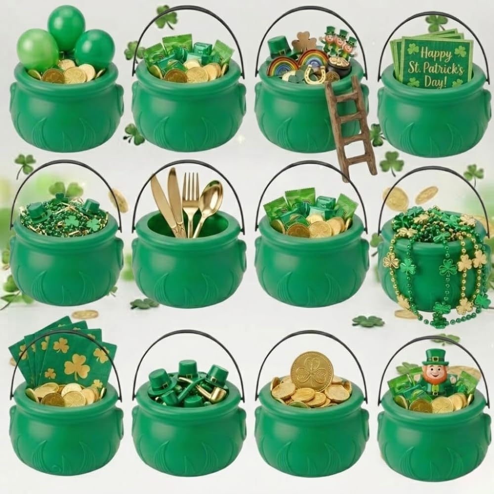 PMU St. Patrick's Day Pot of Plastic Cauldron For St. Patrick's Day Leprechaun & Mardi Gras Party Decoration Supply Accessory