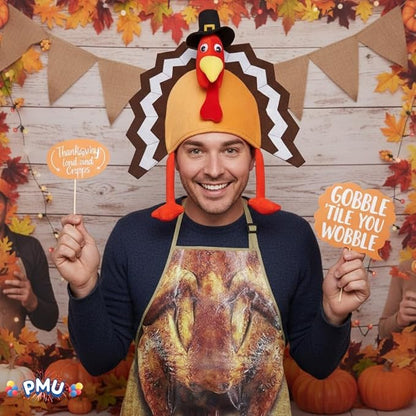 Thanksgiving Turkey Gobble Galore Hat and Turkey Apron Set Party Decorations and Costume Accessories (2/Pkg) Pkg/1