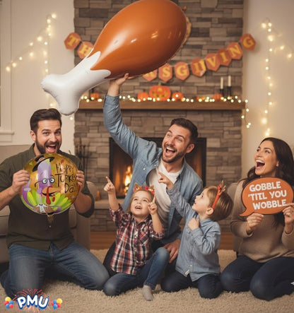 PMU Thanksgiving Giant Turkey Drumsrick Inflatable Decoration 24in in Indoor Thanksgiving Party Events Accessory