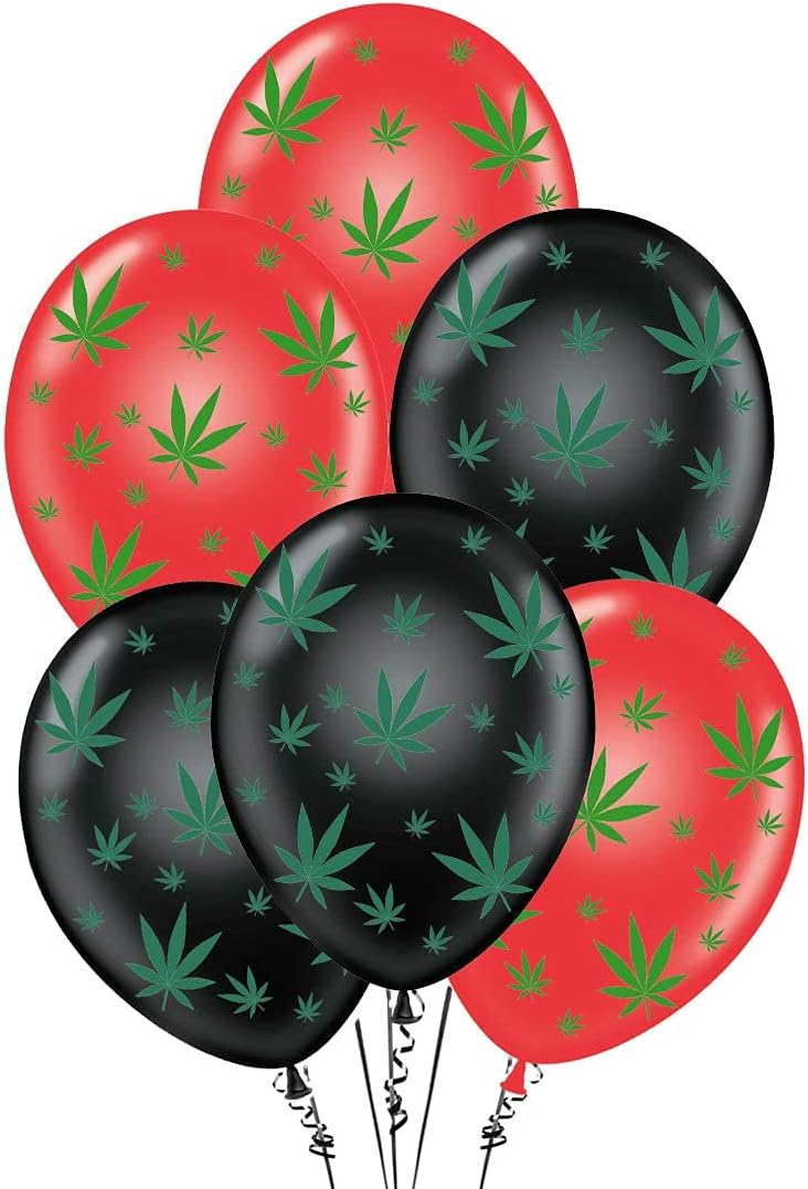 PMU Marijuana Balloons PartyTex 11in with All-Over Print Green Marijuana Leaves