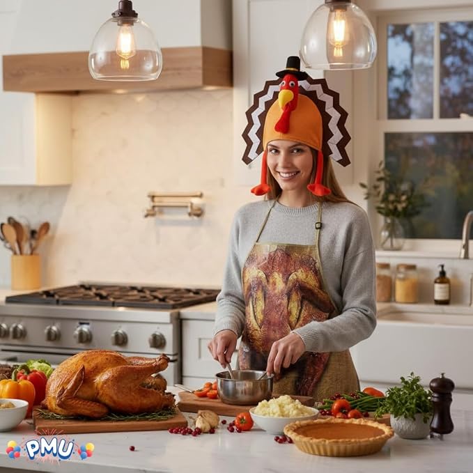Thanksgiving Turkey Gobble Galore Hat and Turkey Apron Set Party Decorations and Costume Accessories (2/Pkg) Pkg/1