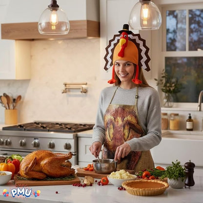 Thanksgiving Turkey Gobble Galore Hat and Turkey Apron Set Party Decorations and Costume Accessories (2/Pkg) Pkg/1