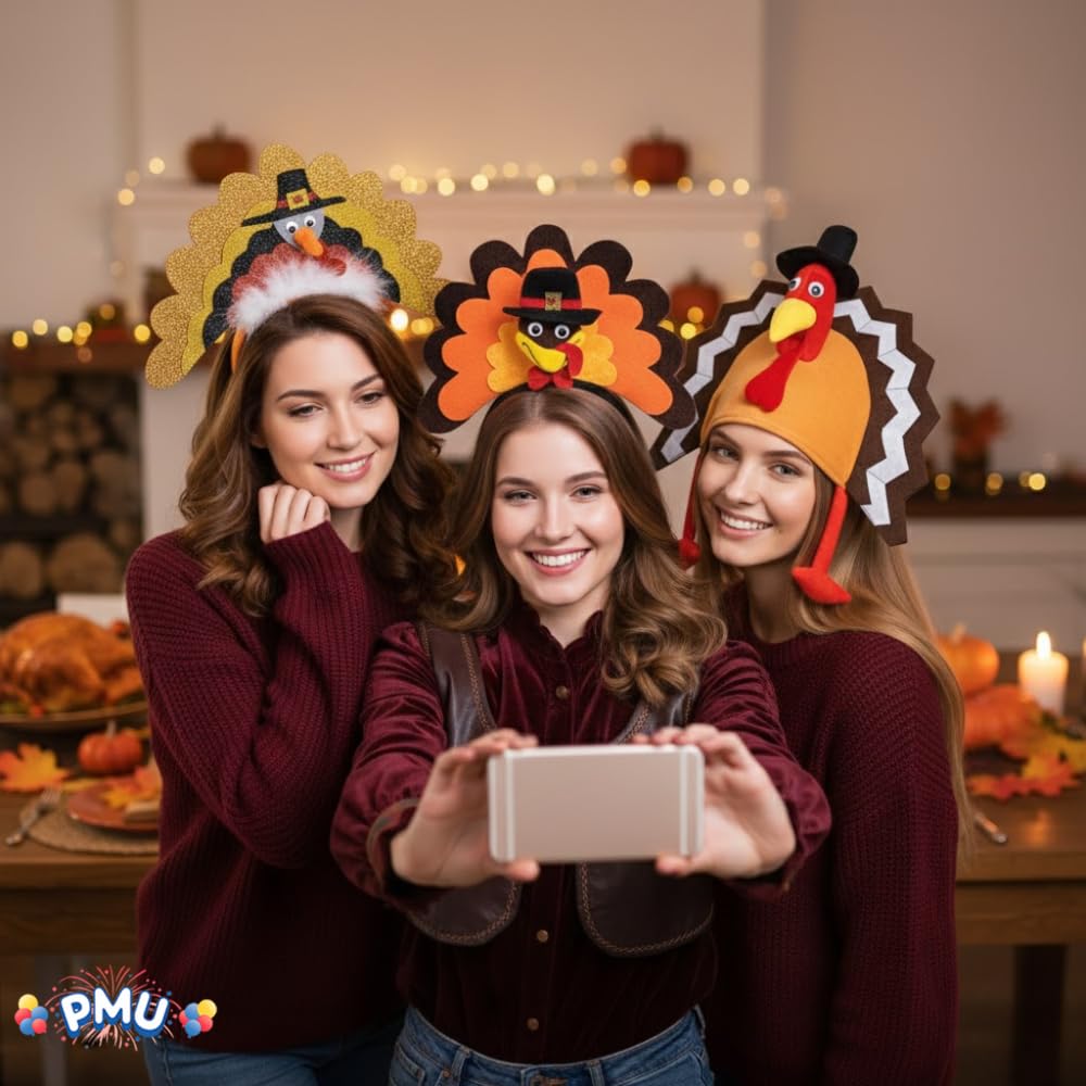 PMU Thanksgiving 3pc Assorted Hats and Headbands Party Costume Accessories