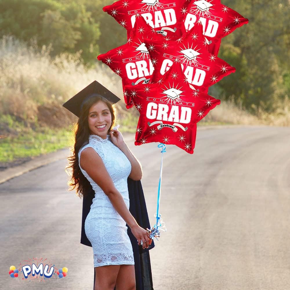 PMU Congrats Grad Cap Balloon, Star 18in Mylar | Graduation Decoration Mylar Balloons | Celebrate Success with Vibrant Graduation Balloons | Balloon Graduation Décor