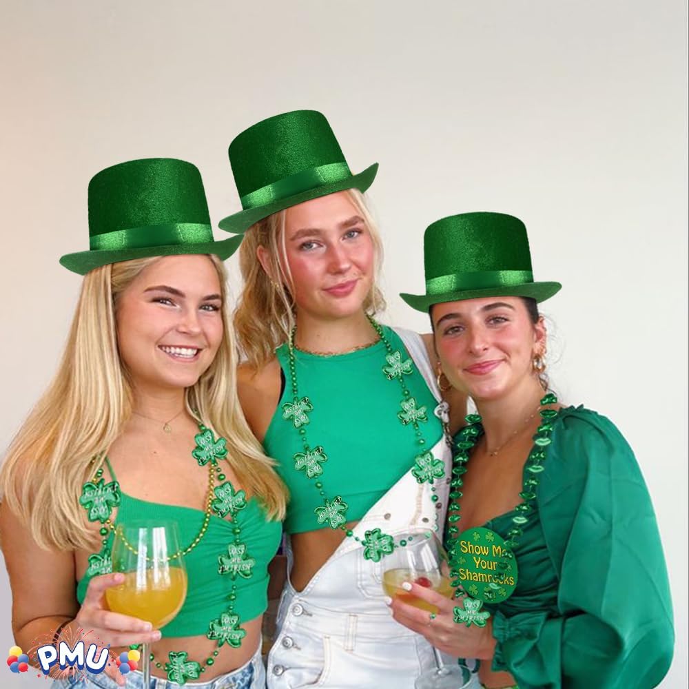 PMU St. Patrick's Day Headwear Decorations and Party Supplies - Plastic Top Hat with Shamrock - Irish Costume, Party Accessory