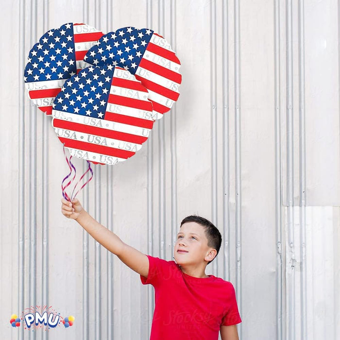 PMU Patriotic 4th of July USA Star Round 18 Inch Mylar-Foil Balloon