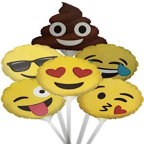 PMU Emoji Balloons 9 inch Pre-Inflated with Stick