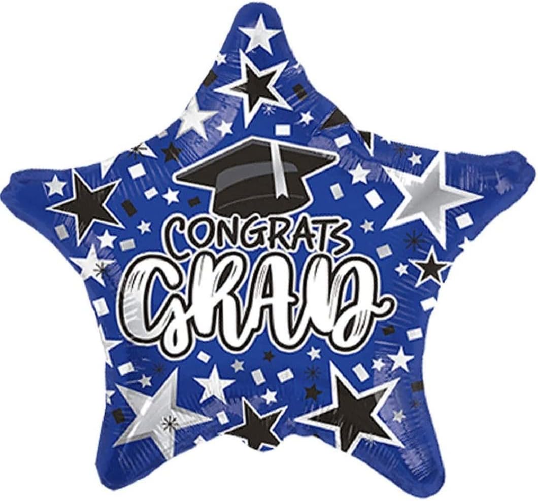 PMU Congrats Grad Cap Balloon, Star 18in Mylar | Graduation Decoration Mylar Balloons | Celebrate Success with Vibrant Graduation Balloons | Balloon Graduation Décor