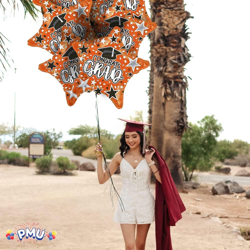 PMU Congrats Grad Cap Balloon, Star 18in Mylar | Graduation Decoration Mylar Balloons | Celebrate Success with Vibrant Graduation Balloons | Balloon Graduation Décor