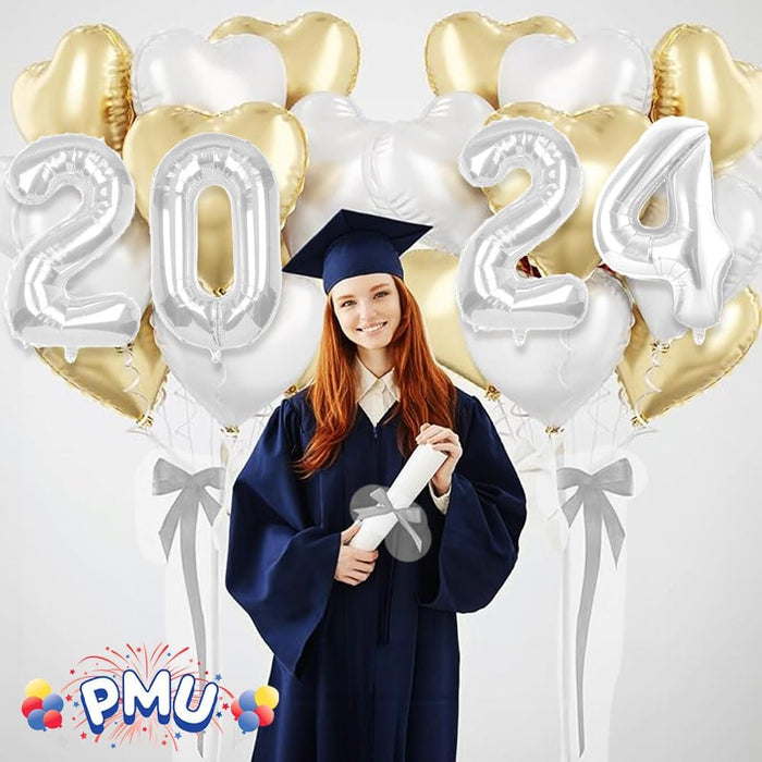 PMU New Year's Eve Party "2024" 16inch, 30inch, & 40inch in Number Mylar Balloons 2024 New Year, Graduation, Birthday, Special Events Accessories Party Celebration (4/pkg) Pkg/1