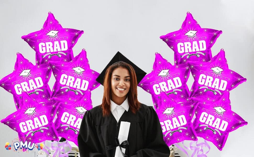 PMU Congrats Grad Cap Balloon, Star 18in Mylar | Graduation Decoration Mylar Balloons | Celebrate Success with Vibrant Graduation Balloons | Balloon Graduation Décor