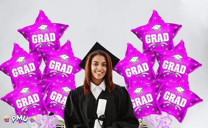 PMU Congrats Grad Cap Balloon, Star 18in Mylar | Graduation Decoration Mylar Balloons | Celebrate Success with Vibrant Graduation Balloons | Balloon Graduation Décor