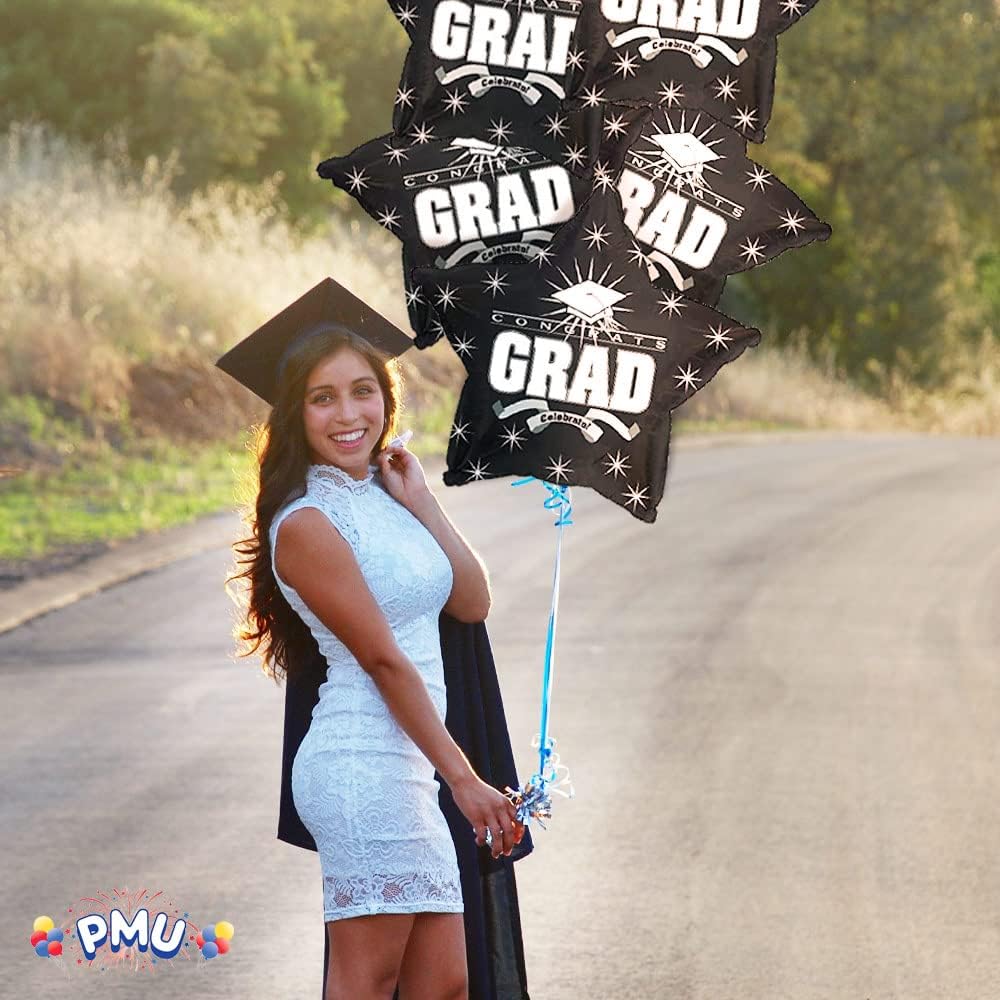 PMU Congrats Grad Cap Balloon, Star 18in Mylar | Graduation Decoration Mylar Balloons | Celebrate Success with Vibrant Graduation Balloons | Balloon Graduation Décor