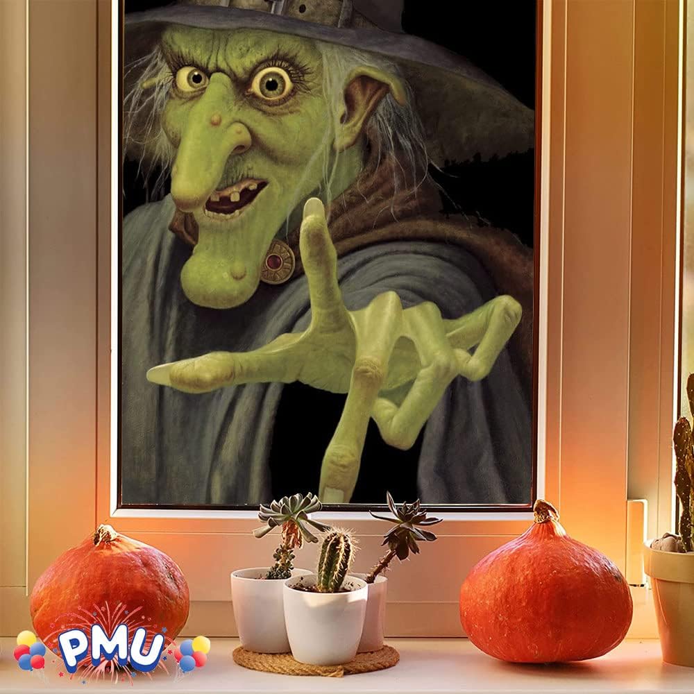 PMU Halloween Window Poster  - Perfect Halloween Painting Posters for Room & Wall Art - Scary Party Theme Supplies - Backlit Poster