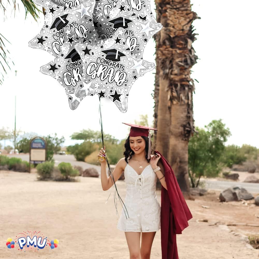 PMU Congrats Grad Cap Balloon, Star 18in Mylar | Graduation Decoration Mylar Balloons | Celebrate Success with Vibrant Graduation Balloons | Balloon Graduation Décor