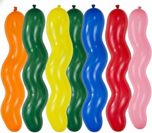 PMU Carnival & Mix Latex Balloons Assortment – 18in Long & Spiral Balloons with 5in Round Balloons, Assorted Colors, Flexible & Durable DIY Party Decoration Set for Birthdays, Weddings & Event Celebrations