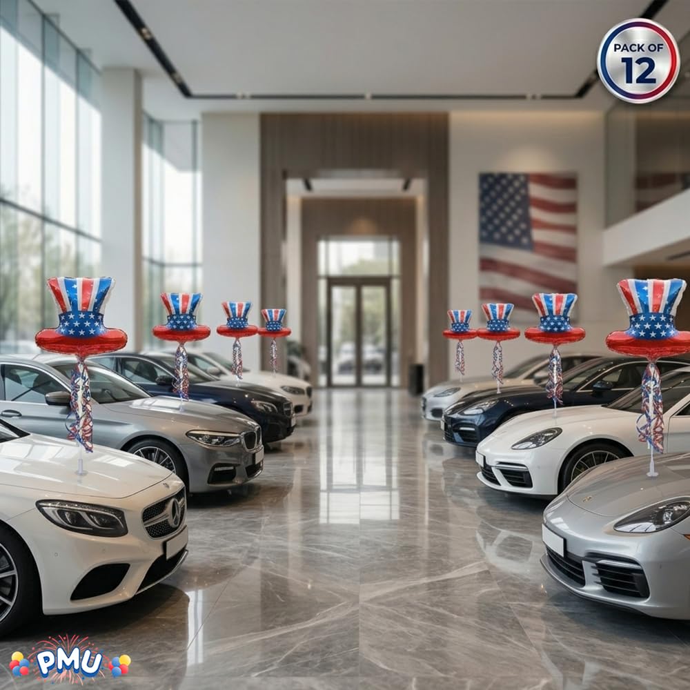 PMU 9 inch Pre-Inflated Emoji and Patriotic Balloons with Stick