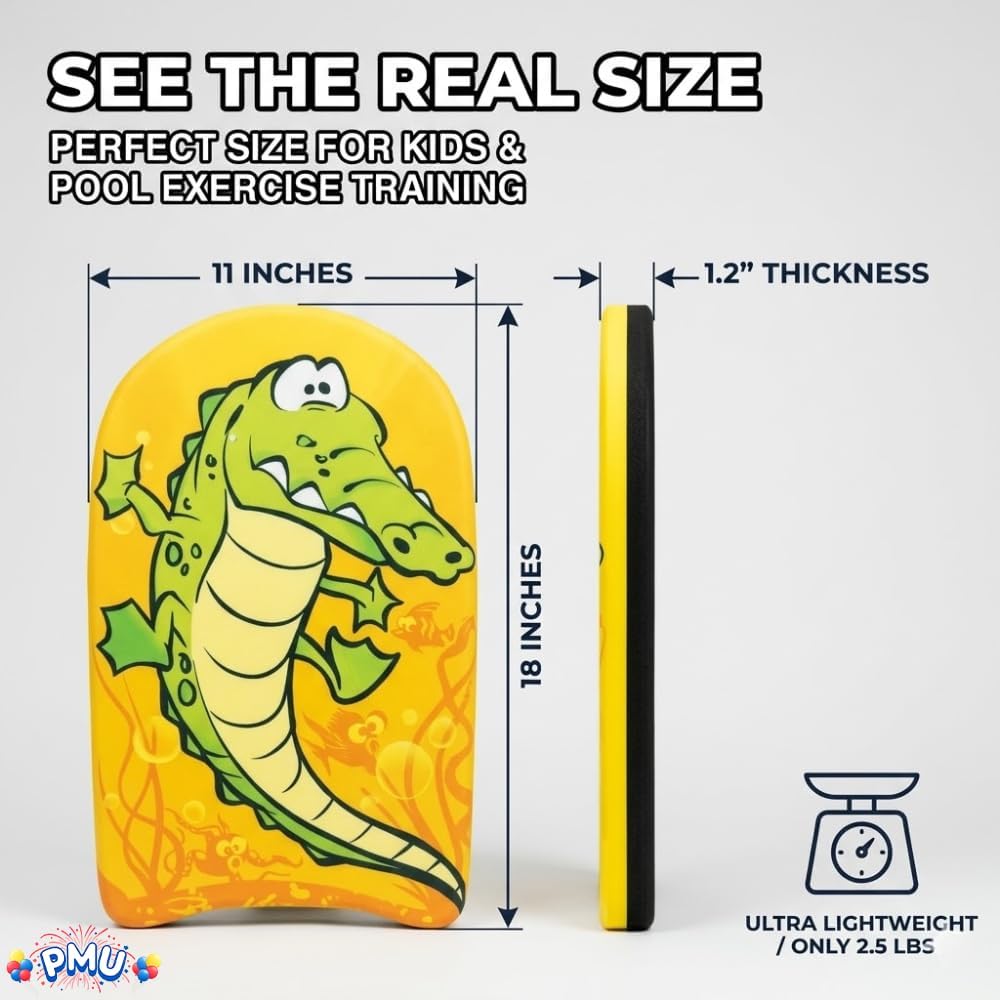 PMU Graphics Printed Bodyboard - Lightweight Wrist Leash Slick Bottom for Beach, Sea & Pool - Surfing Board