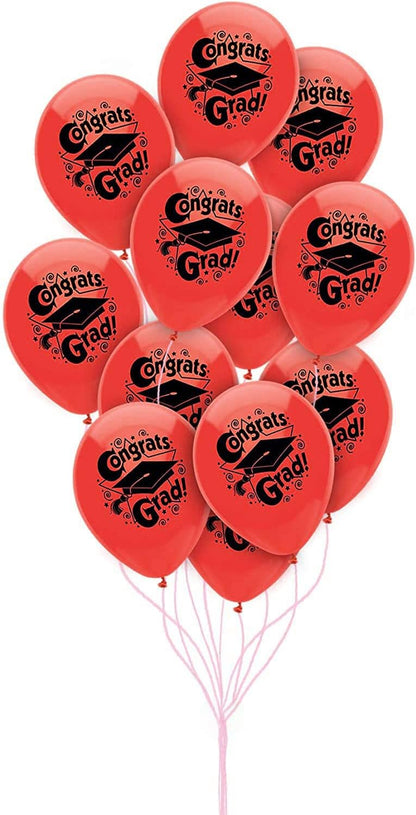 PMU Graduation Balloons | Premium Congrats Grad Balloon with All-Over Print Grad Caps-Confetti and Streamers | Graduation Party Supplies & Decorations | Latex Balloons