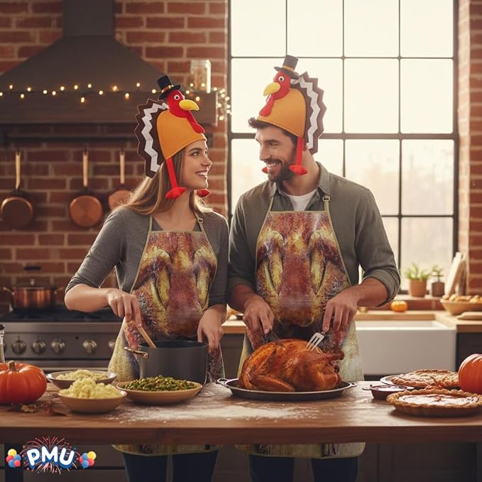 Thanksgiving Turkey Gobble Galore Hat and Turkey Apron Set Party Decorations and Costume Accessories (2/Pkg) Pkg/1