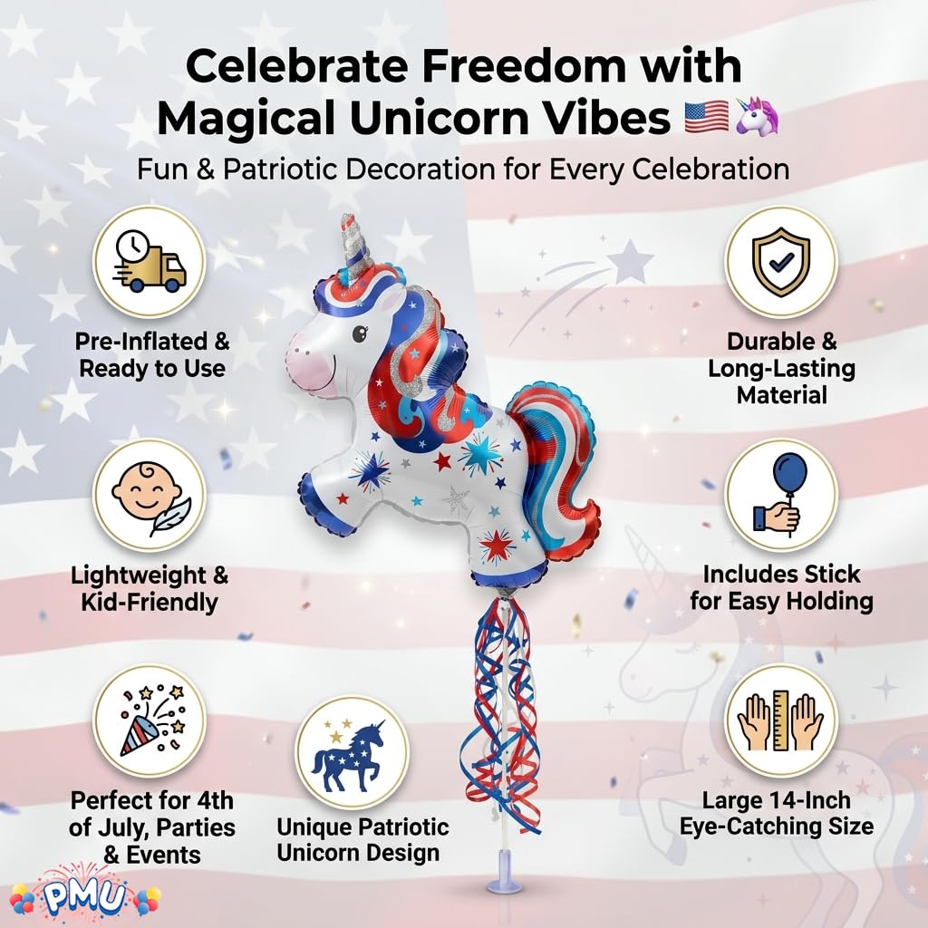 PMU 9 inch Pre-Inflated Emoji and Patriotic Balloons with Stick