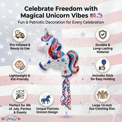 PMU 9 inch Pre-Inflated Emoji and Patriotic Balloons with Stick