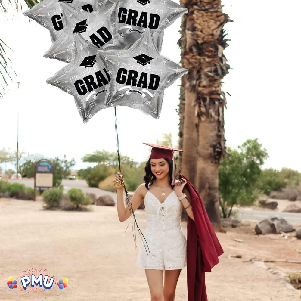 PMU Congrats Grad Cap Balloon, Star 18in Mylar | Graduation Decoration Mylar Balloons | Celebrate Success with Vibrant Graduation Balloons | Balloon Graduation Décor