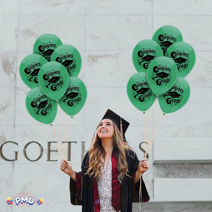 PMU Graduation Balloons | Premium Congrats Grad Balloon with All-Over Print Grad Caps-Confetti and Streamers | Graduation Party Supplies & Decorations | Latex Balloons