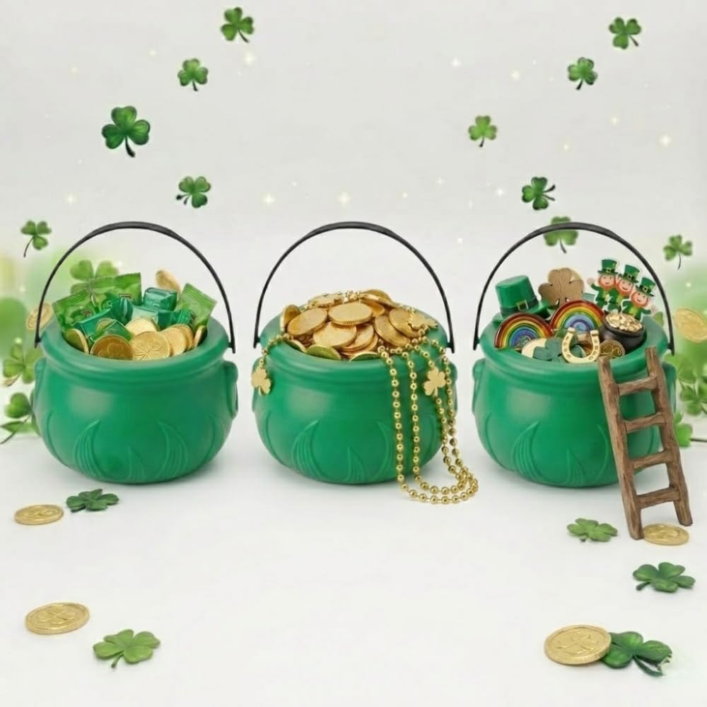 PMU St. Patrick's Day Pot of Plastic Cauldron For St. Patrick's Day Leprechaun & Mardi Gras Party Decoration Supply Accessory