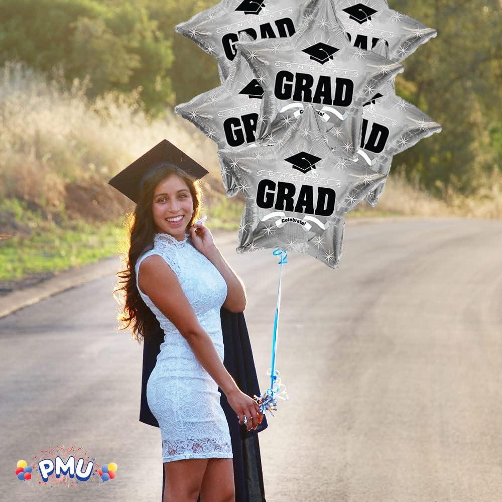 PMU Congrats Grad Cap Balloon, Star 18in Mylar | Graduation Decoration Mylar Balloons | Celebrate Success with Vibrant Graduation Balloons | Balloon Graduation Décor