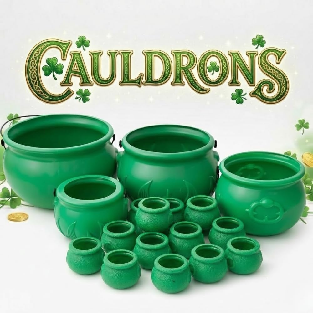 PMU St. Patrick's Day Pot of Cauldrons For St. Patrick's Day Leprechaun & Mardi Gras Party Decoration Supply Accessory