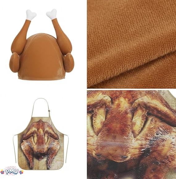 PMU Thanksgiving Roasted Turkey Hat and Turkey Apron Set Party Decorations and Costume Accessories (2/Pkg) Pkg/1