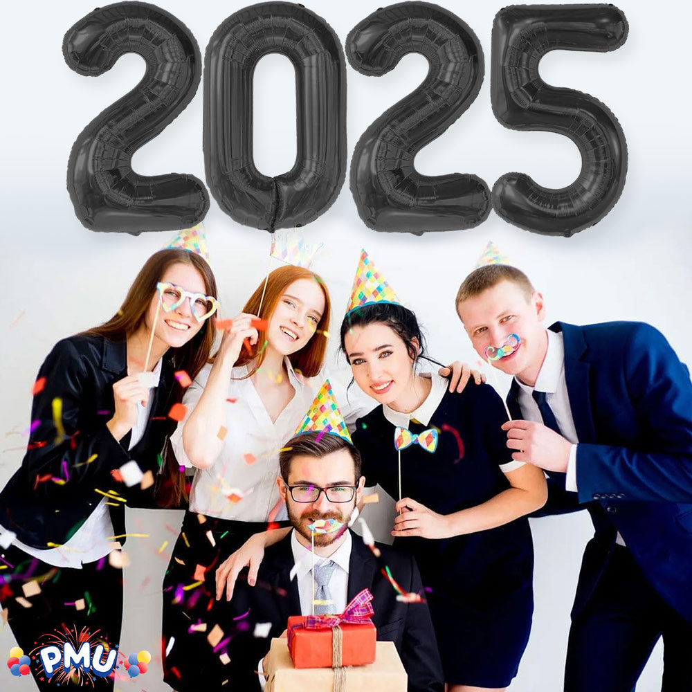 PMU New Year's Eve Party "2025" 16inch, 30inch, & 40inch in Number Mylar Balloons 2025 New Year, Graduation, Birthday, Special Events Accessories Party Celebration (4/pkg) Pkg/1