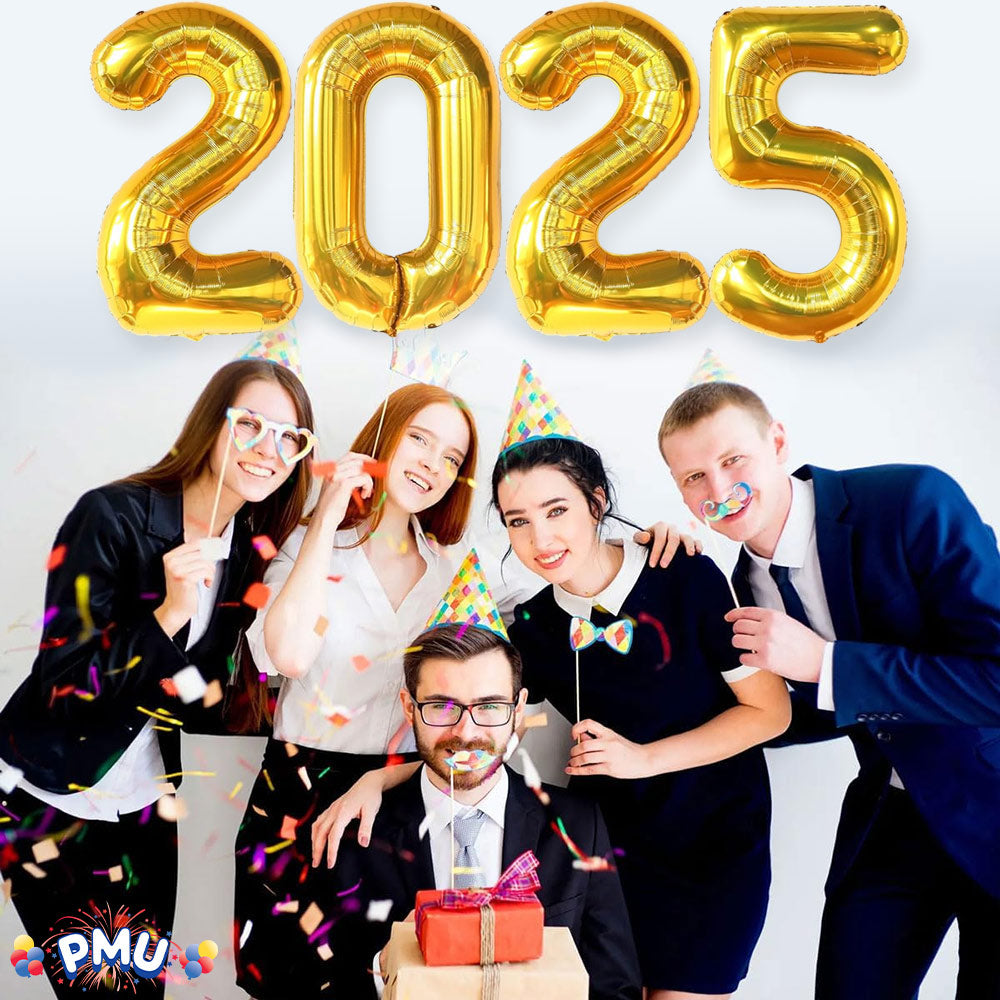 PMU New Year's Eve Party "2025" 16inch, 30inch, & 40inch in Number Mylar Balloons 2025 New Year, Graduation, Birthday, Special Events Accessories Party Celebration (4/pkg) Pkg/1