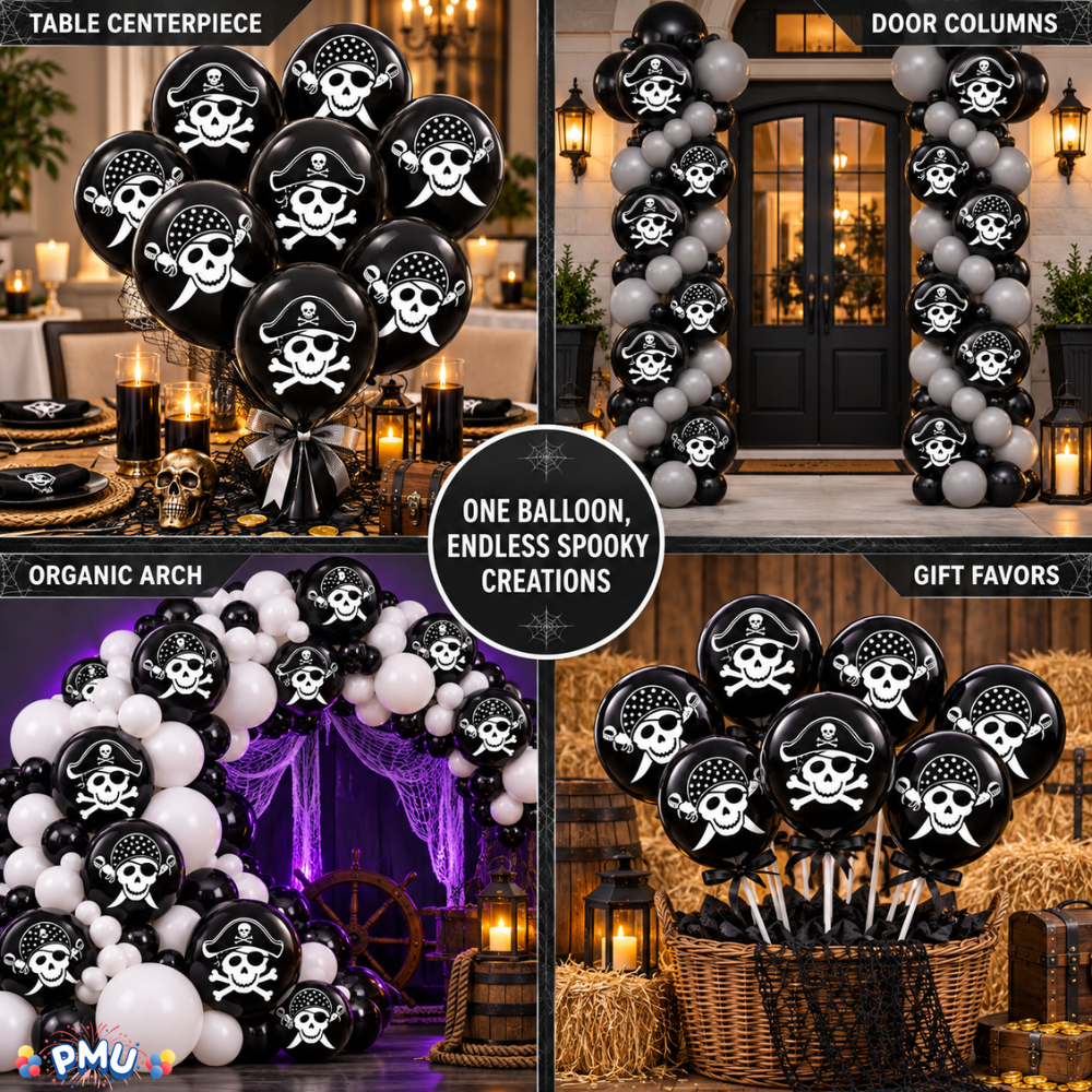 PMU Halloween Balloons - Small Latex Balloons for Halloween Ghost Theme & Birthday Parties, Trick-or-Treat, Party Favors & Decoration Supplies - 11 Inch